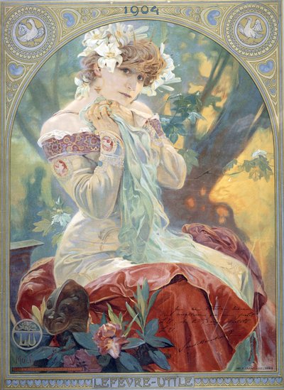 レインバーン王女の役割におけるサラ・ベルナール、1904 作： Alphonse Mucha