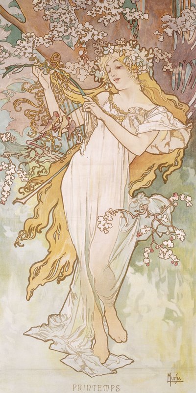 春;春、1896年頃 作： Alphonse Mucha