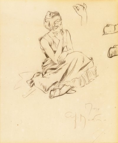 座る女の研究、1897 作： Alphonse Mucha