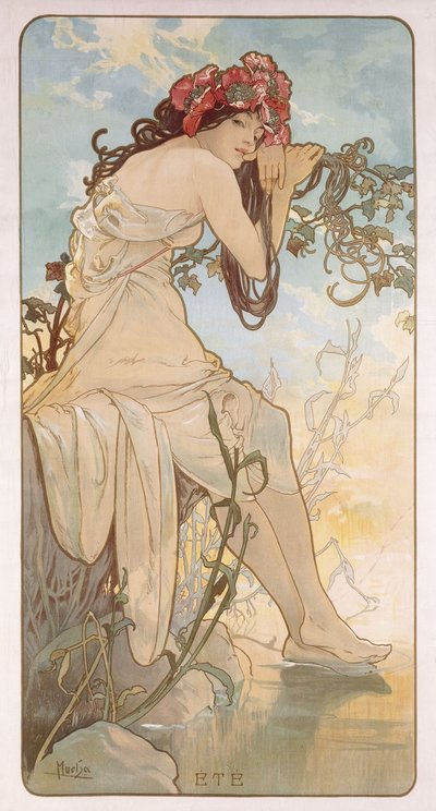 夏;エテ、1896年頃 作： Alphonse Mucha