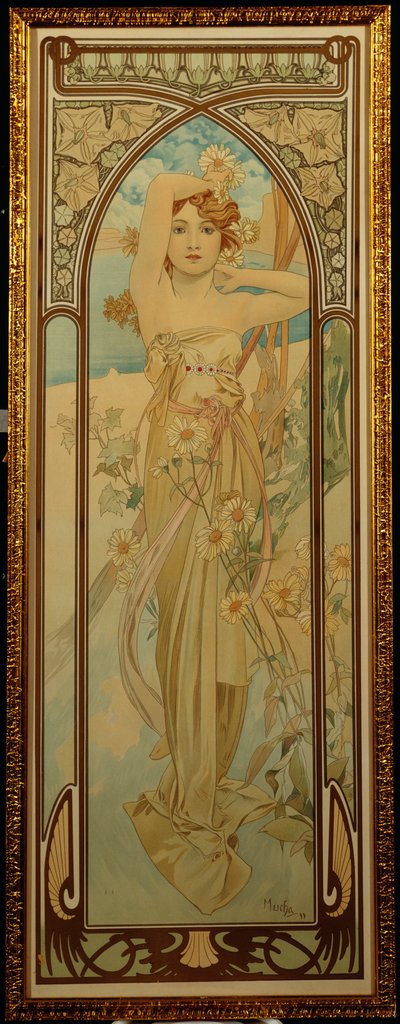 その日の時間：昼間のダッシュ 作： Alphonse Mucha