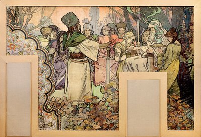 1900年の万国博覧会のための壁画 - ミュシャ（1860-1939）のAfons Peinture de Afons 作： Alphonse Mucha