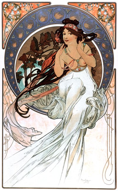 音楽のアレゴリー、1898年版 作： Alphonse Marie Mucha