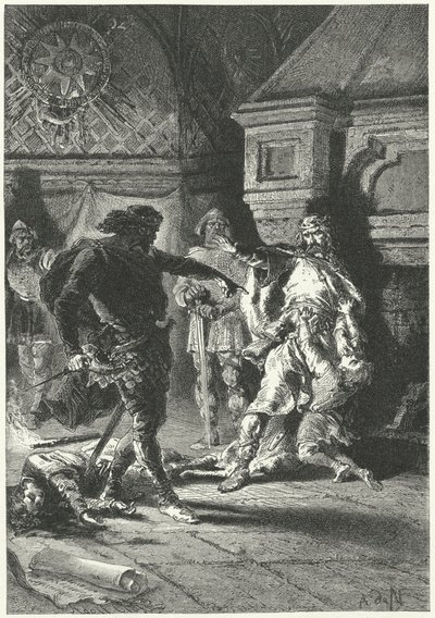 フランクスの王としての意志を示すクローヴィス1世（彫刻 作： Alphonse Marie de (after) Neuville