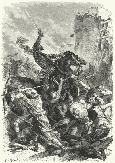 ノルマン人からパリを守るオド伯爵（886年）（彫刻作品 作： Alphonse Marie de (after) Neuville