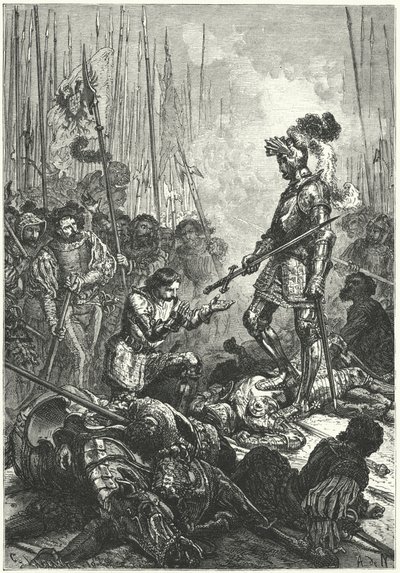 フランスのフランシス1世がパヴィアの戦いで捕虜となる 作： Alphonse Marie de (after) Neuville