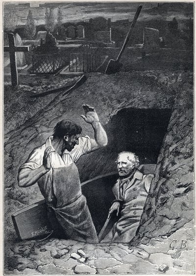 復活は、死と同じくらい恐ろしいものです。FaucheleventとJean Valjean - Alphonse de Neuville (1836-1885)によるVictor Hugo (1802-1885)の「Les miserables - Second part:ヴィクトル・ユーゴー（1802-1885）の「コゼット」1862年の挿絵 作： Alphonse Marie de Neuville