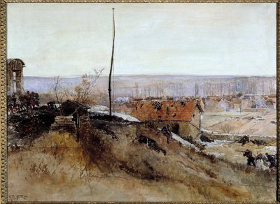 1870年から1871年にかけての戦争。"12月2日、シャンピニーのプラトリエール・ド・シャンピニーでの石灰釜の攻撃 作： Alphonse Marie de Neuville
