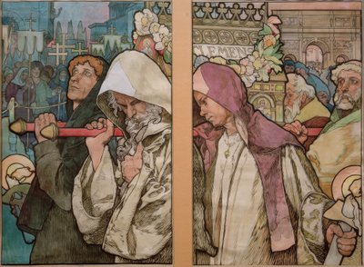 A.ミュシャ「プラハの聖ヴィートの窓」/厚紙 1931年 作： Alphonse Mucha