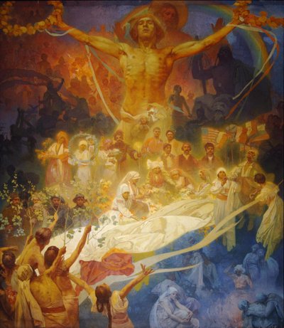 スラヴ人の神格化。人類のための奴隷、1926 作： Alphonse Mucha
