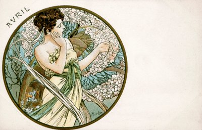 「4 月」、1900 年 作： Alphonse Mucha