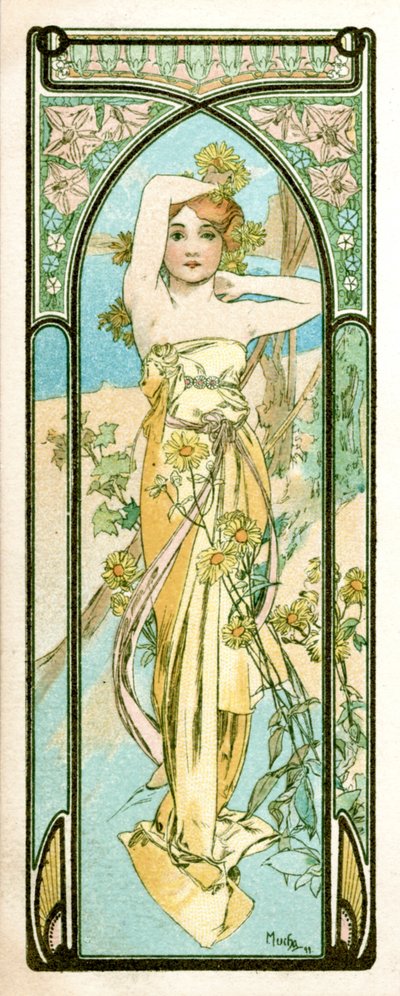 「朝の目覚め」、1899 作： Alphonse Mucha