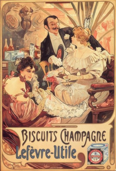 シャンパン-Lefèvre-Utileクッキー 作： Alphonse Mucha
