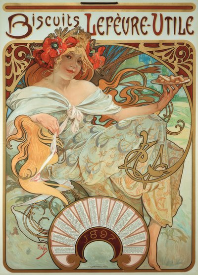 ビスケット ルフェーヴル-ユティル 作： Alphonse Mucha