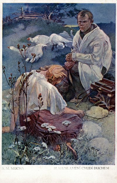 「天国は彼らのものだから、精神の貧しい人々は幸いです」、1906 作： Alphonse Mucha
