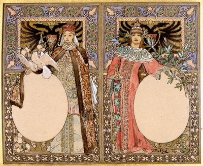 本のイラスト、1890年代。 作： Alphonse Mucha