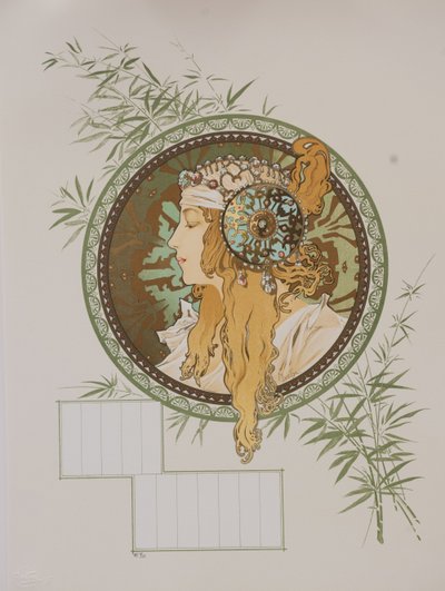 ビザンチンヘッズ：ブロンドカレンダー、1897年。 作： Alphonse Mucha