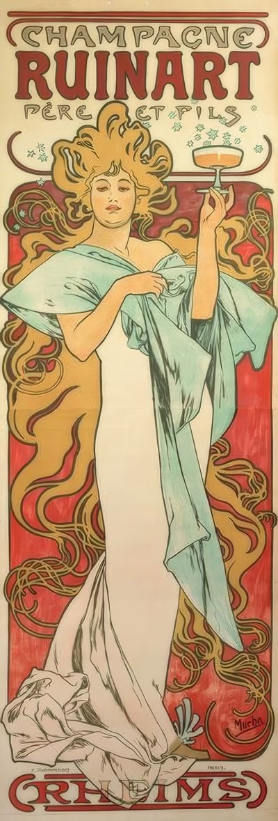 シャンパーニュルイナールペールエフィルス 作： Alphonse Mucha