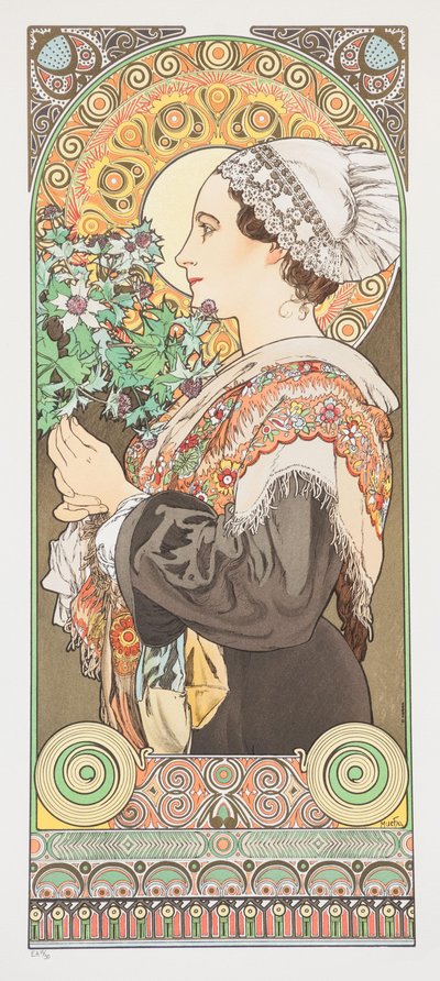 シャルドン・ド・グレーブ。砂浜からのアザミ、1902年。 作： Alphonse Mucha