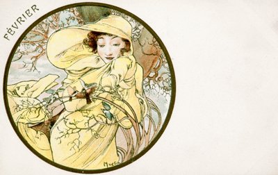 「2月」、1900年 作： Alphonse Mucha
