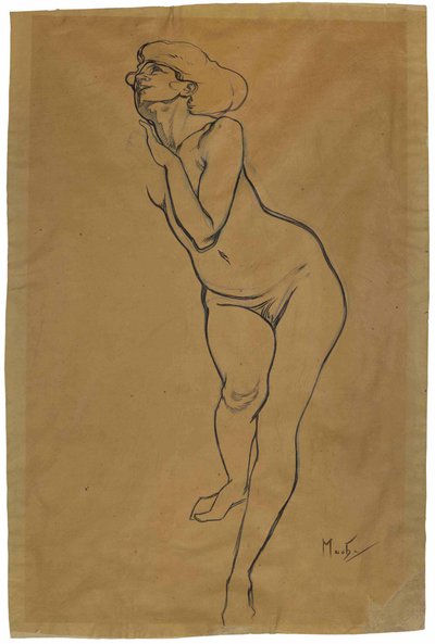 裸の女性が立っています。 作： Alphonse Mucha
