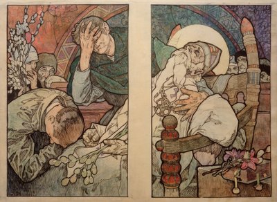 プラハの聖ヴィート教会の窓、厚紙 1931年 作： Alphonse Mucha
