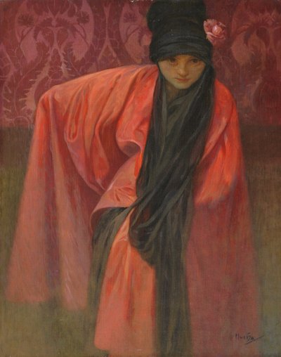赤の少女c。 1914 作： Alphonse Mucha