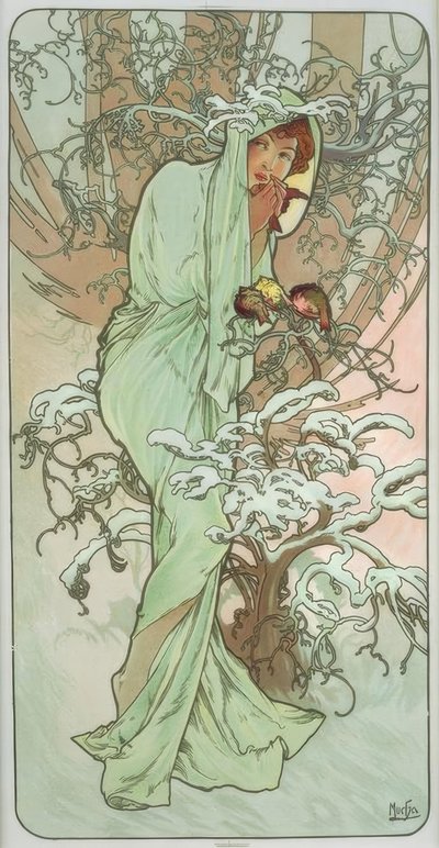 冬 作： Alphonse Mucha