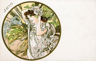 「6月」、1900年 作： Alphonse Mucha