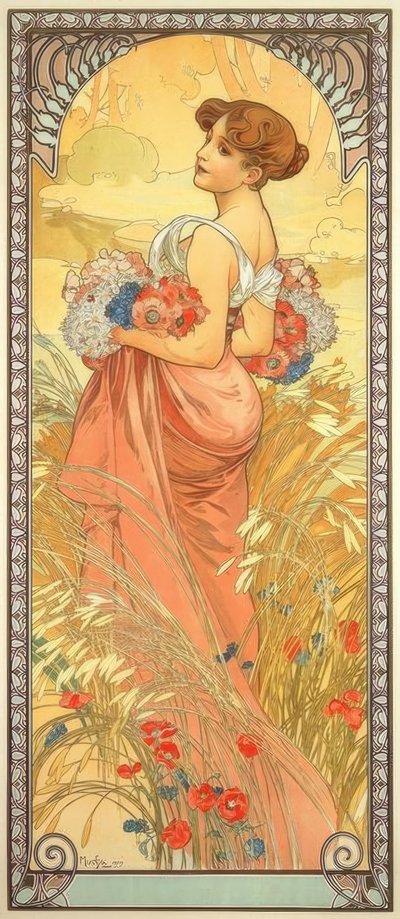 夏 作： Alphonse Mucha