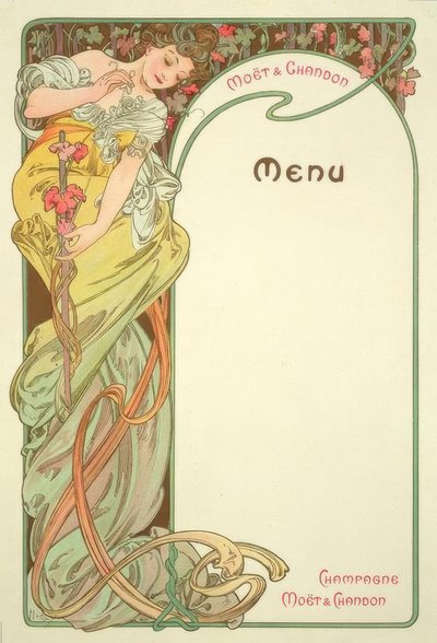 モエ＆シャンドン-メニュー 作： Alphonse Mucha