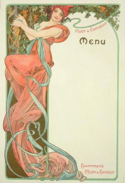 モエ＆シャンドン-メニュー 作： Alphonse Mucha