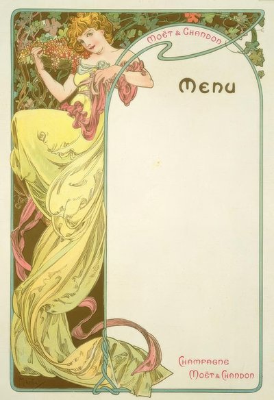 モエ＆シャンドン-メニュー 作： Alphonse Mucha
