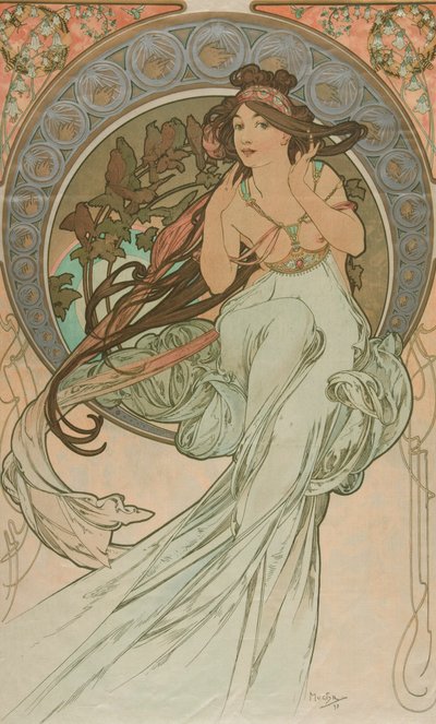 芸術からの音楽、1898 作： Alphonse Mucha