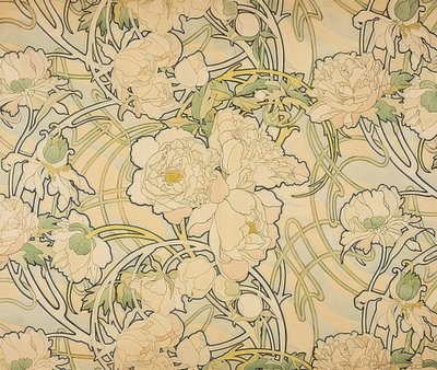 牡丹。 1897 作： Alphonse Mucha