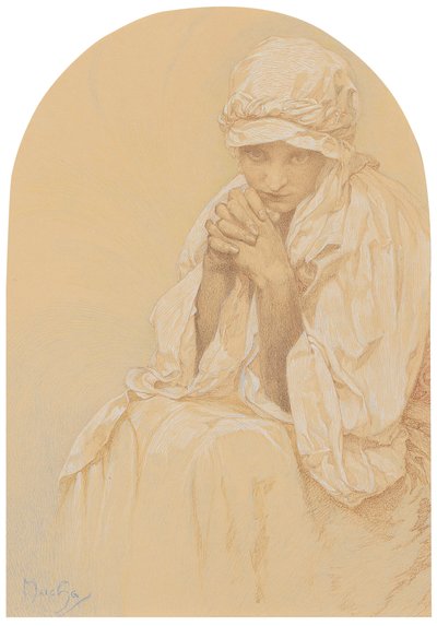 ジャロスラヴァの肖像画、アーティストの娘、c。 1924年。 作： Alphonse Mucha