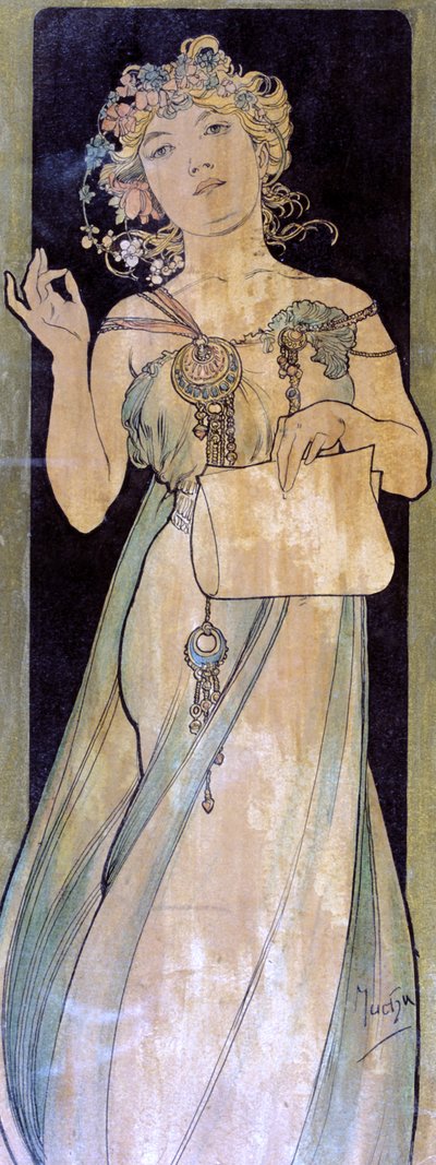 女性の肖像、c1900-1939 作： Alphonse Mucha