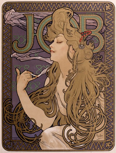 ジョブティッシュペーパーのポスター、1897年 作： Alphonse Mucha