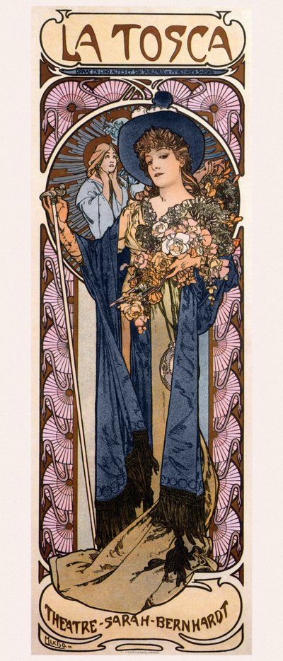 サラベルナールとのトスカのポスター、1899年 作： Alphonse Mucha