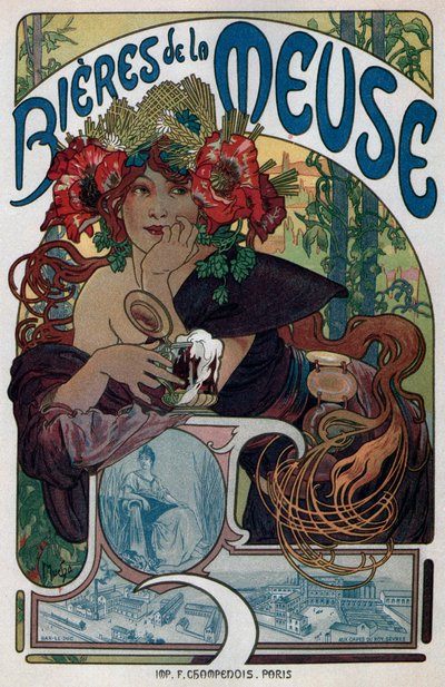 ビエールデラムーズのポスター、1897年 作： Alphonse Mucha