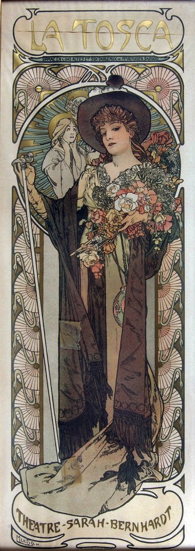 ヴィクトリアンサルドゥ作「Play La Tosca」のポスター、1899年 作： Alphonse Mucha