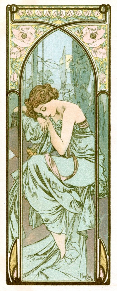 「安息の夜」、1899 年 作： Alphonse Mucha