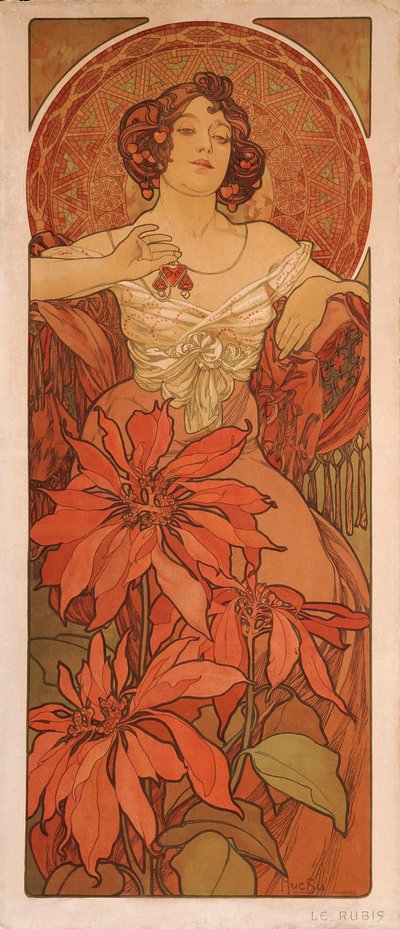 ルビーシリーズからの宝石 作： Alphonse Mucha