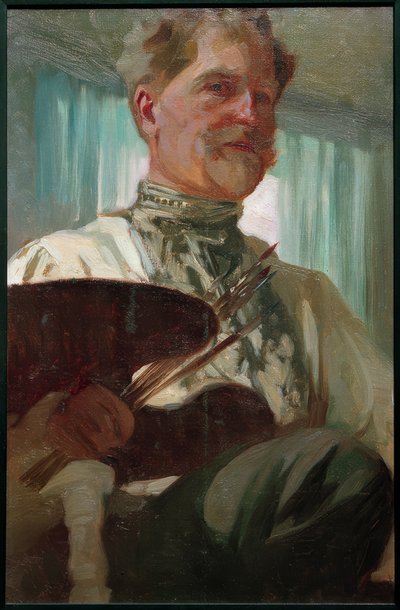パレットを持ったセルフポートレイト 作： Alphonse Mucha