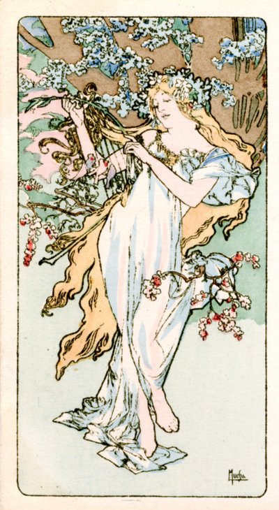 「春」、1900 作： Alphonse Mucha