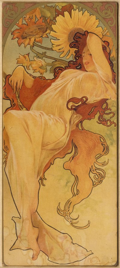 シリーズ・レ・セゾンの夏c。 1900。 作： Alphonse Mucha