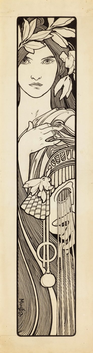 コメディの女神タリア、1897年。 作： Alphonse Mucha