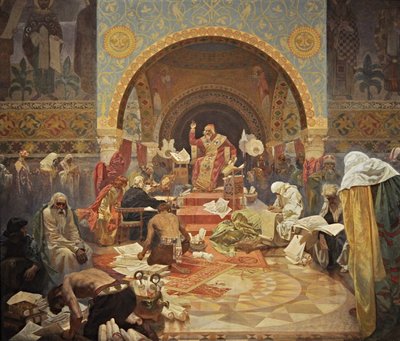 ブルガリアの皇帝シメオンサイクルスラブ叙事詩 作： Alphonse Mucha