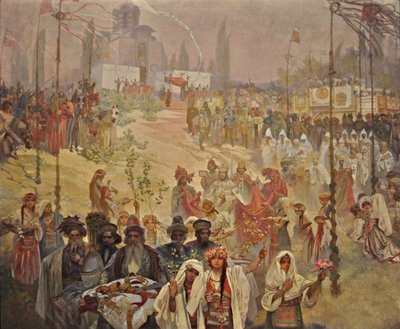 東ローマ皇帝としてのセルビア皇帝ステファン・ドゥサンの戴冠式サイクルスラブ叙事詩 作： Alphonse Mucha