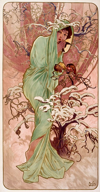 冬、1896年。 作： Alphonse Mucha